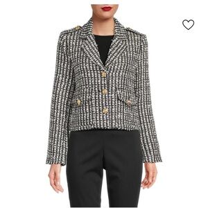 Elegant Black and White Tweed Blazer